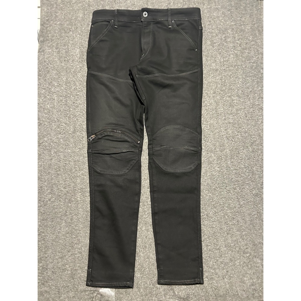 G star 3D zip knee skinny jeans black mens casual fit 36x32 biker denim